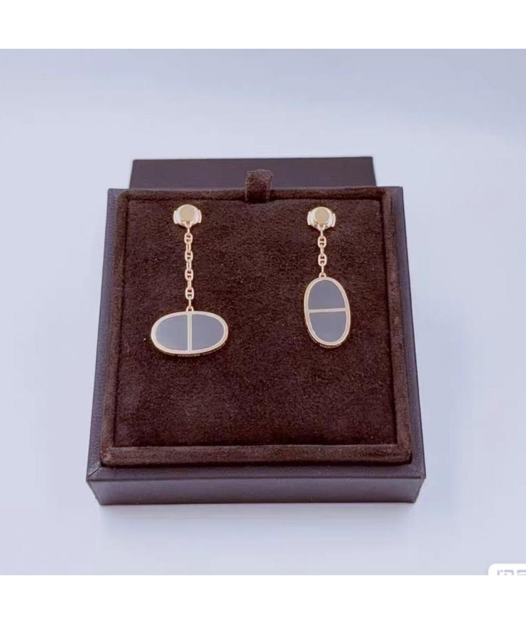 HERMES Черные серьги из розового золота, фото 2