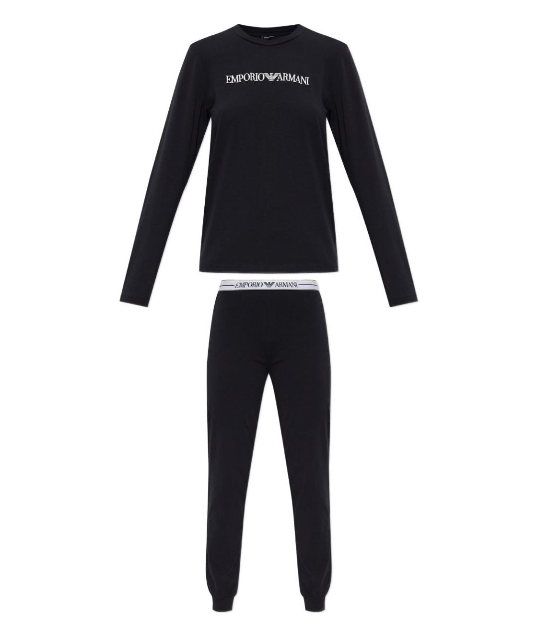 EMPORIO ARMANI Черная хлопковая пижама, фото 1