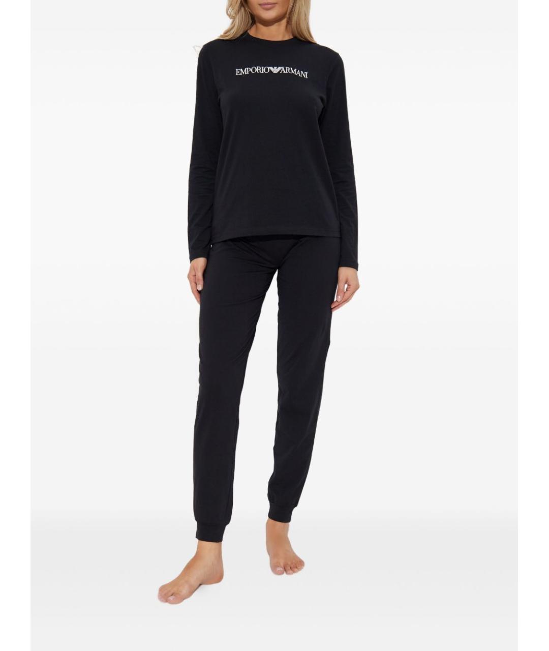 EMPORIO ARMANI Черная хлопковая пижама, фото 2