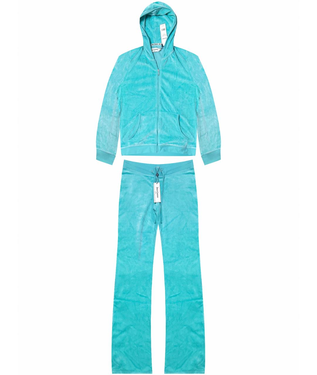 JUICY COUTURE Бирюзовый велюровый костюм с брюками, фото 1
