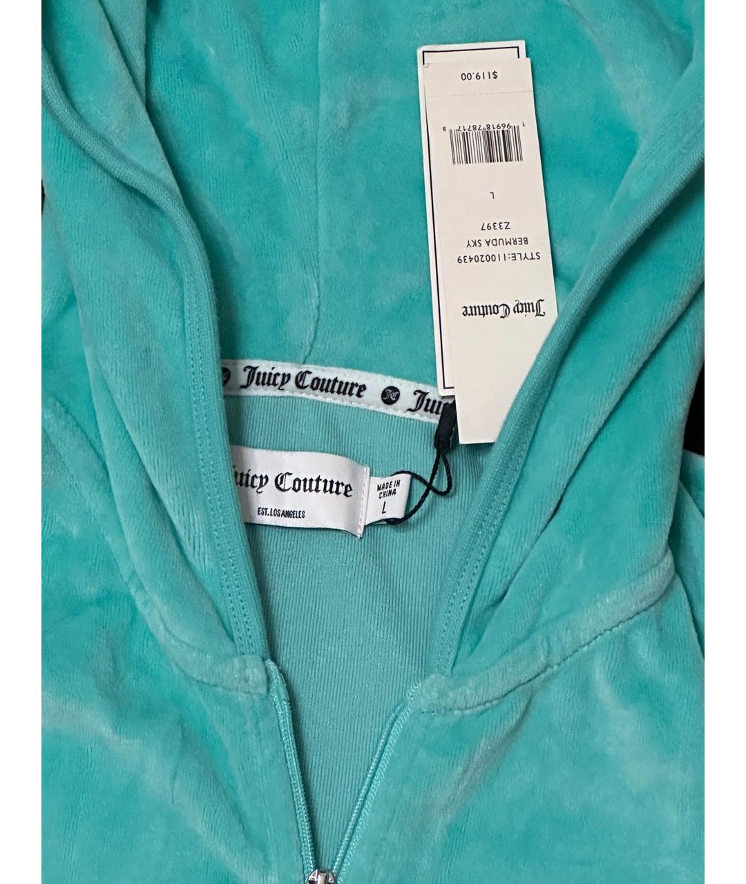 JUICY COUTURE Бирюзовый велюровый костюм с брюками, фото 3