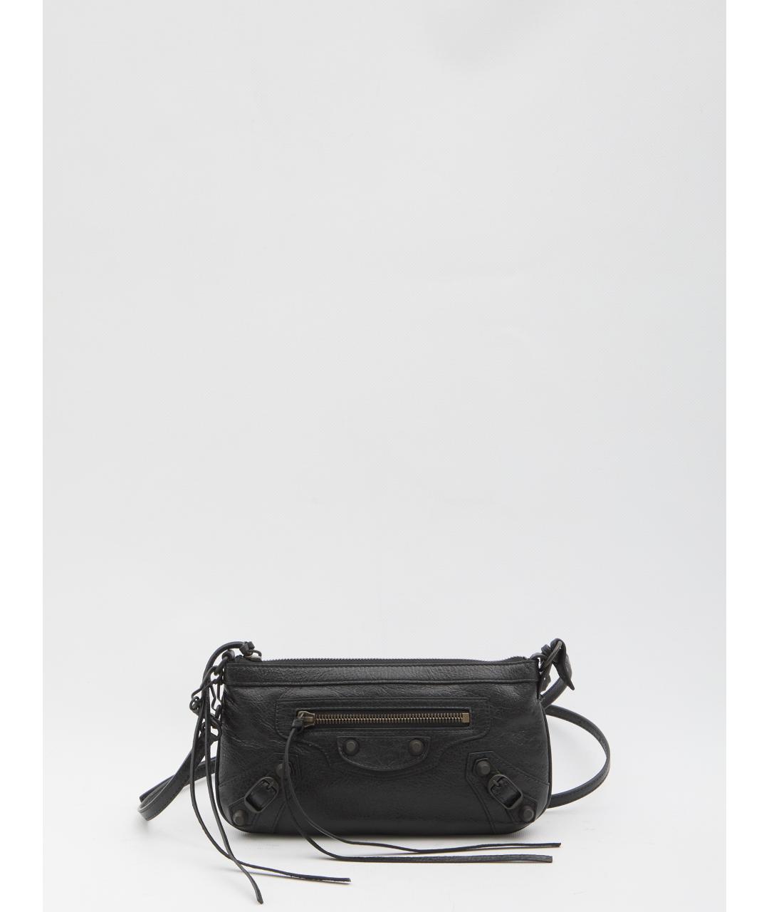 BALENCIAGA Черная кожаная сумка через плечо, фото 2