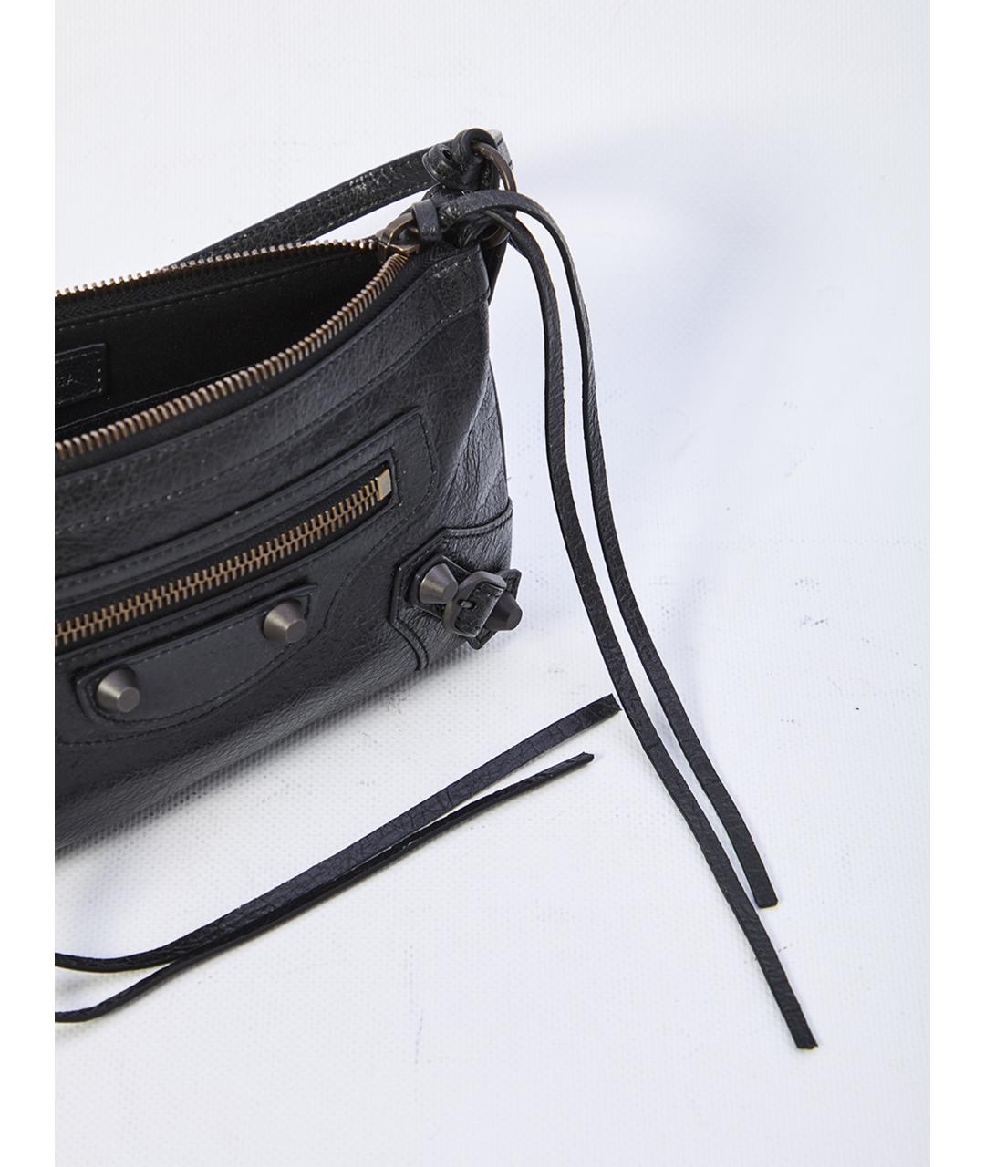 BALENCIAGA Черная кожаная сумка через плечо, фото 5