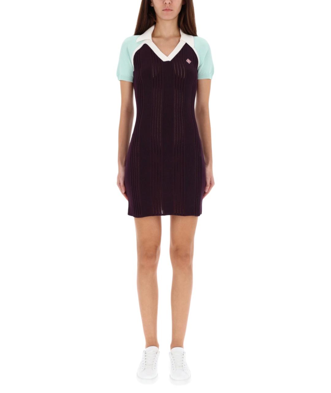 CASABLANCA Фиолетовое шерстяное повседневное платье, фото 5