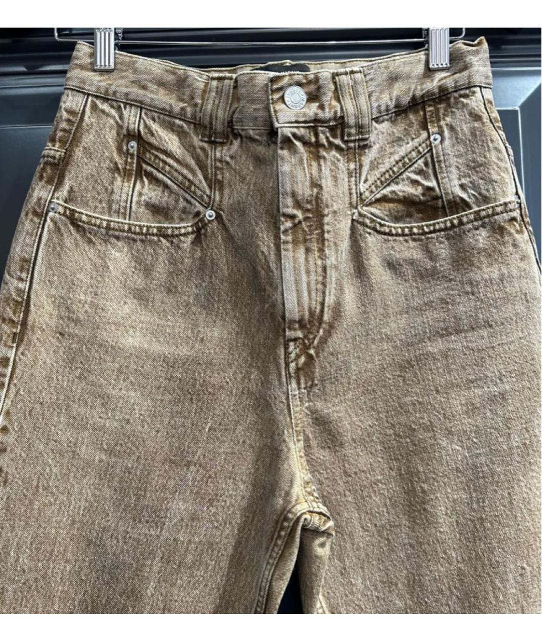 ISABEL MARANT Горчичные хлопковые джинсы слим, фото 4