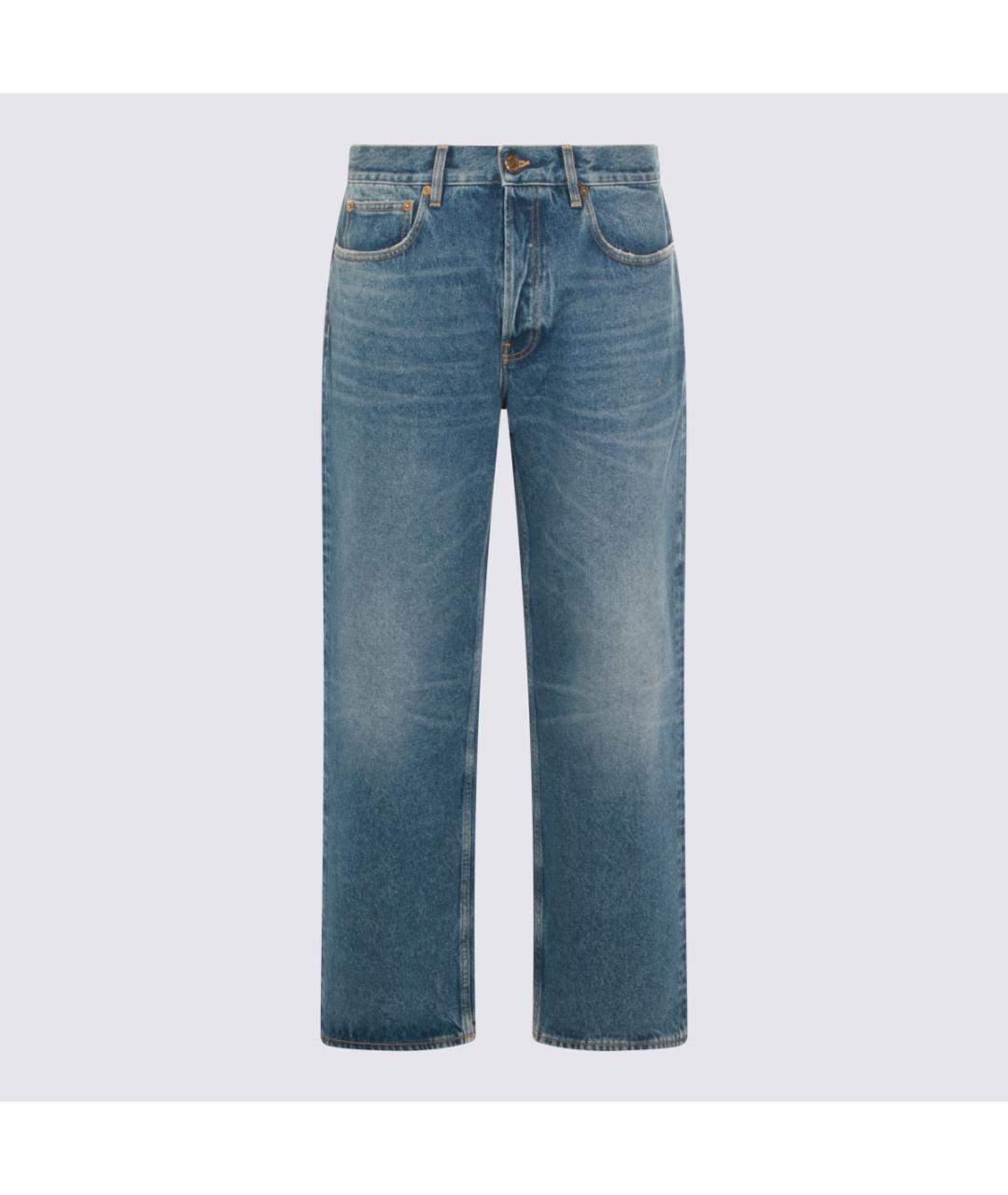 GOLDEN GOOSE DELUXE BRAND Синие хлопковые прямые джинсы, фото 4