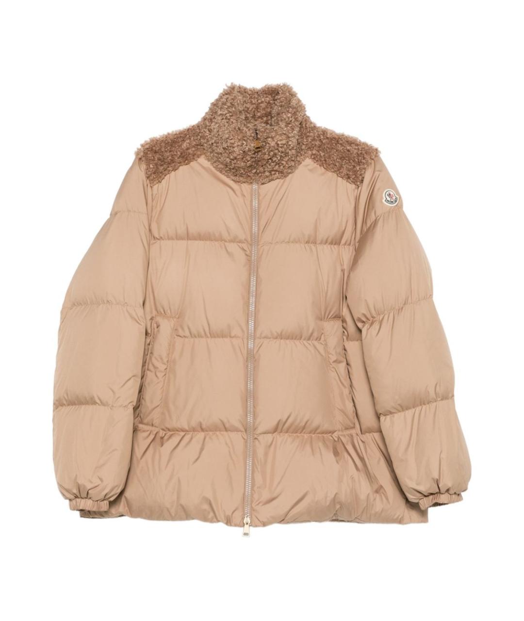 MONCLER Бежевая полиэстеровая куртка, фото 1