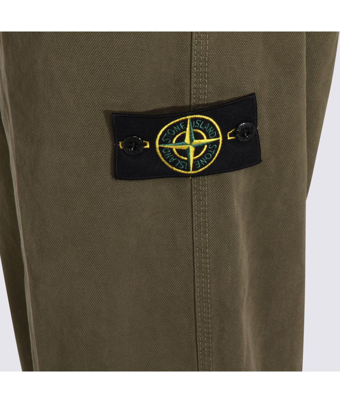 STONE ISLAND Зеленые хлопковые повседневные брюки, фото 4