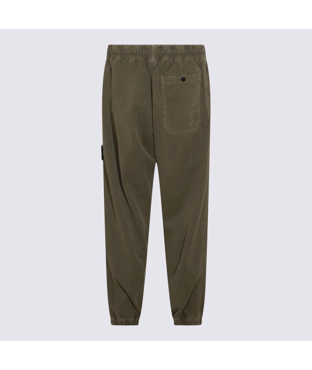 STONE ISLAND Зеленые хлопковые повседневные брюки, фото 2