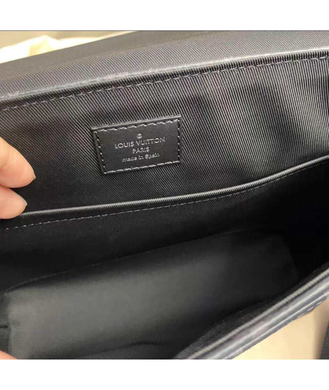 LOUIS VUITTON Черная кожаная сумка на плечо, фото 7