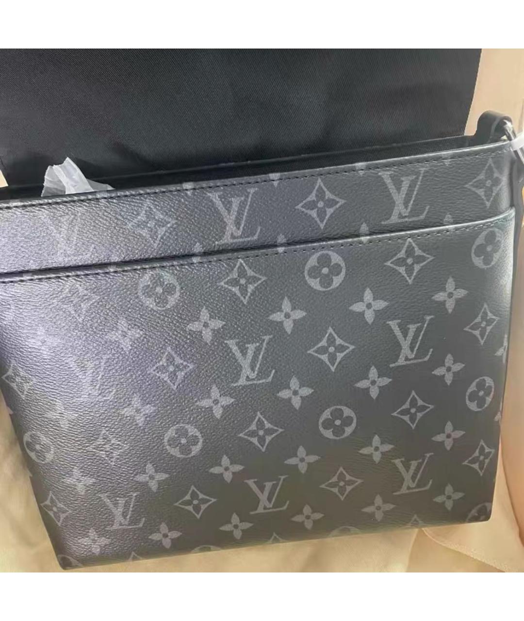 LOUIS VUITTON Черная кожаная сумка на плечо, фото 3