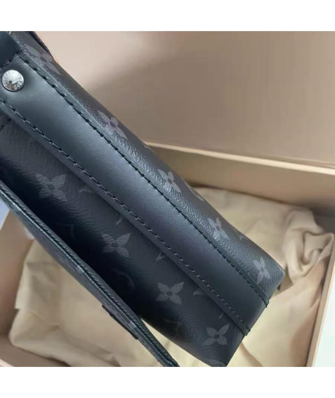 LOUIS VUITTON Черная кожаная сумка на плечо, фото 5
