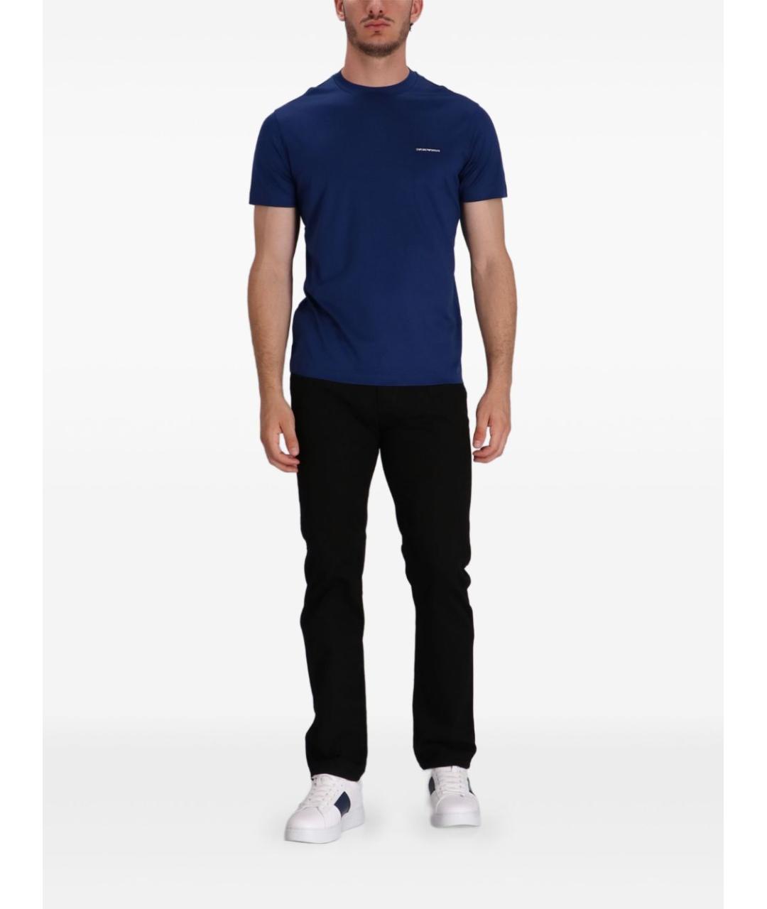 EMPORIO ARMANI Синяя хлопковая футболка, фото 3