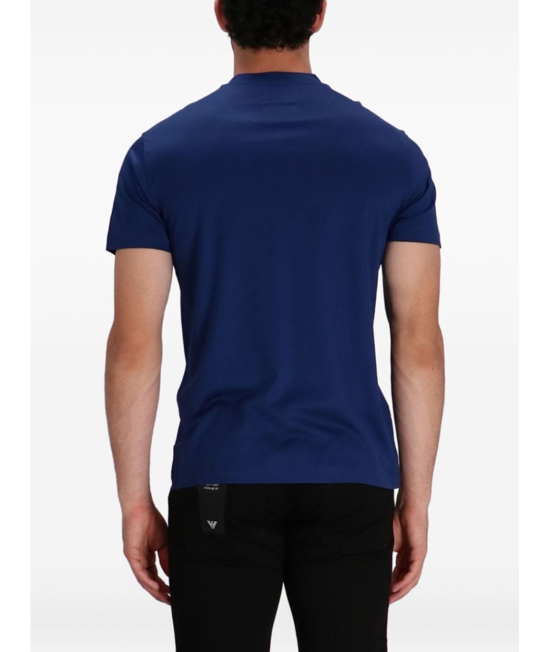 EMPORIO ARMANI Синяя хлопковая футболка, фото 2