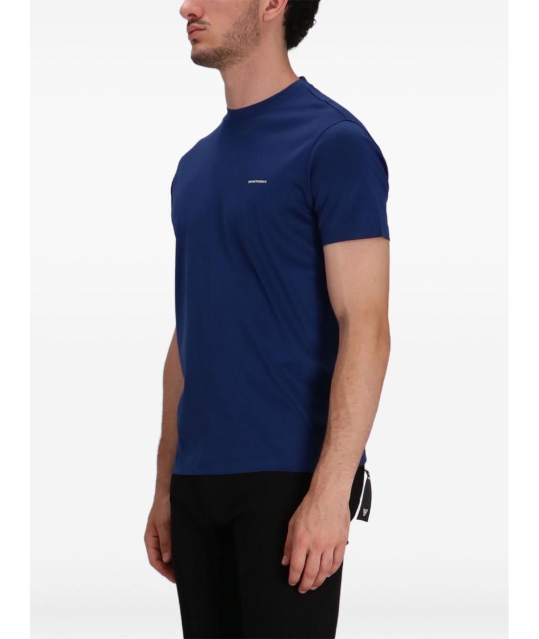 EMPORIO ARMANI Синяя хлопковая футболка, фото 4