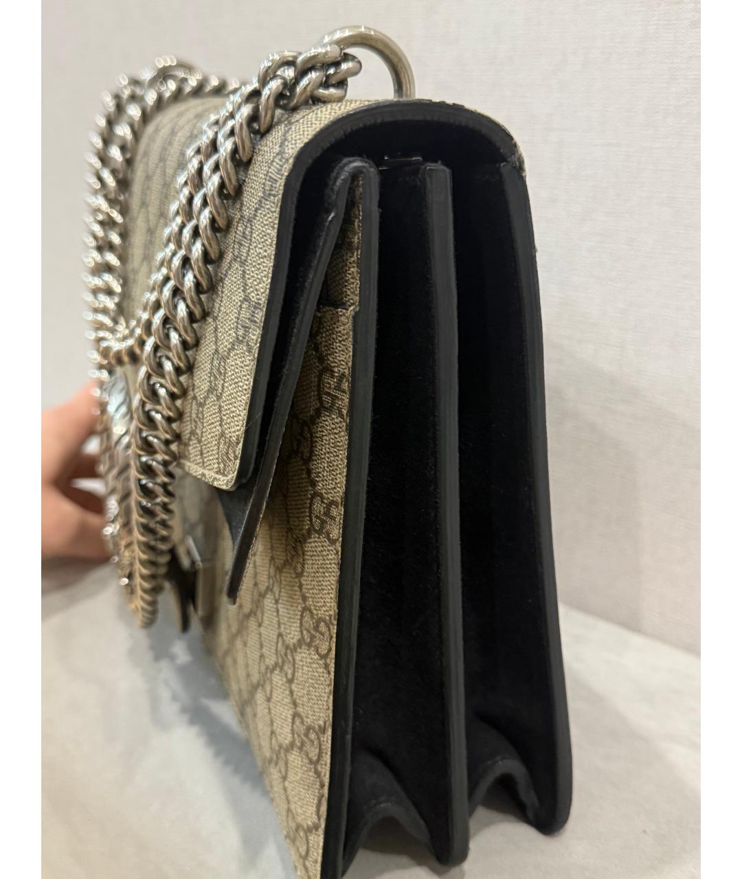 GUCCI Бежевая кожаная сумка через плечо, фото 3