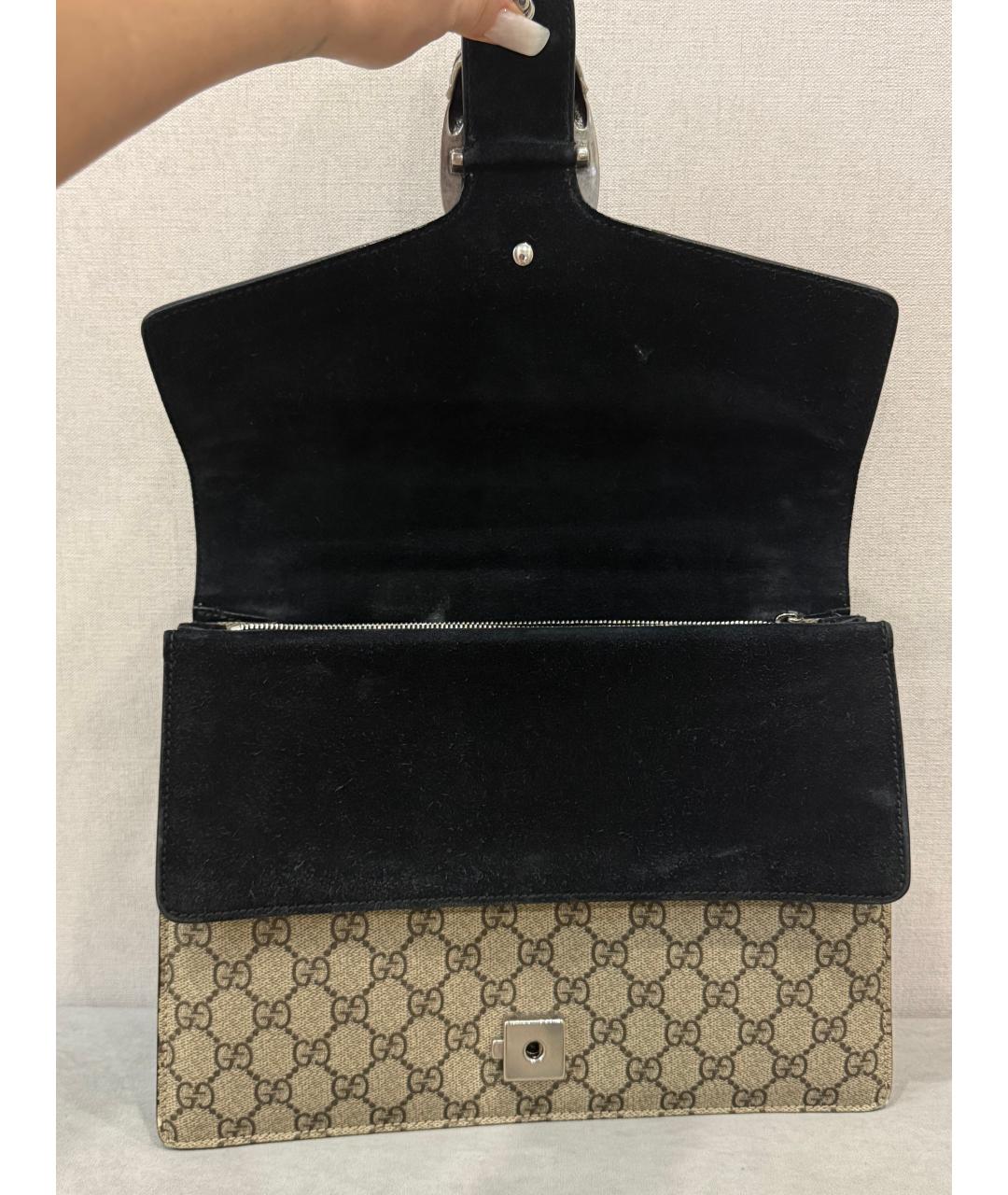 GUCCI Бежевая кожаная сумка через плечо, фото 5