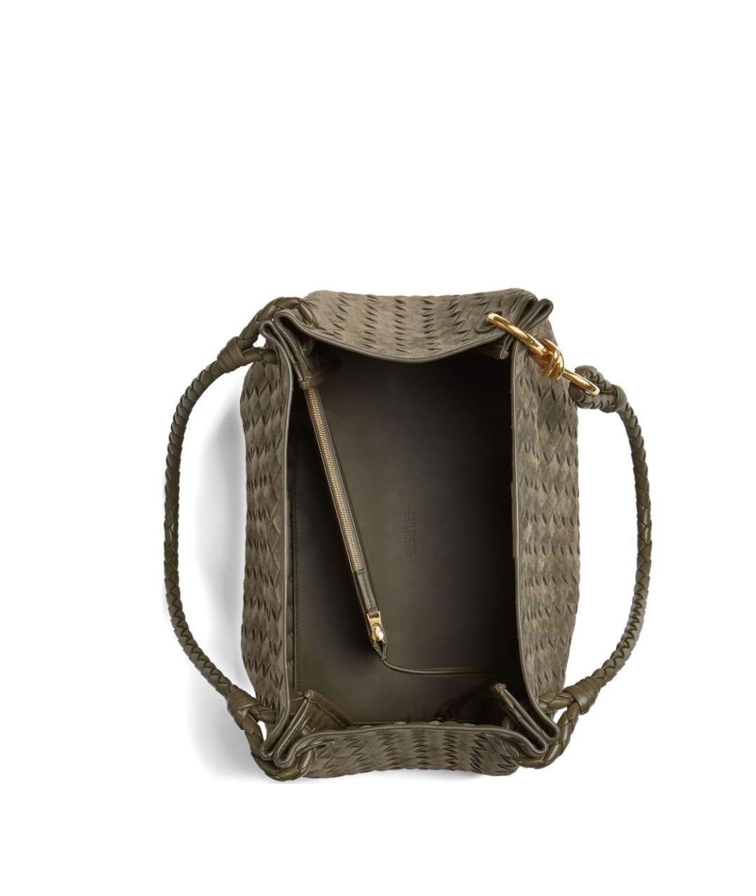 BOTTEGA VENETA Зеленая замшевая сумка тоут, фото 4