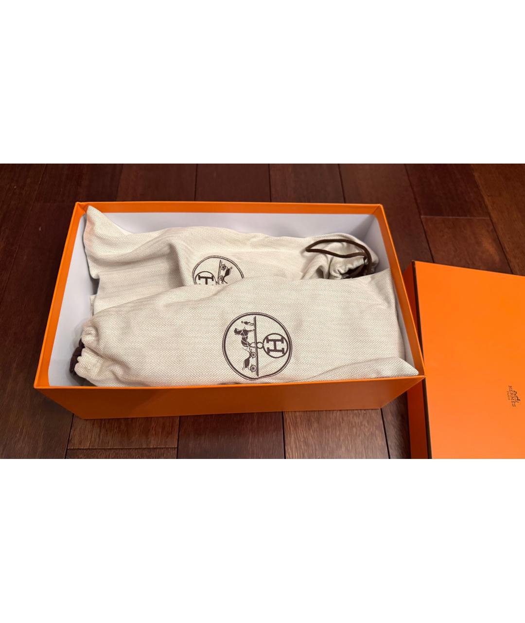 HERMES Черные кожаные шлепанцы, фото 7