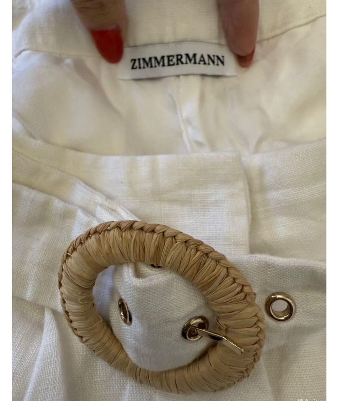 ZIMMERMANN Белые льняные брюки широкие, фото 3