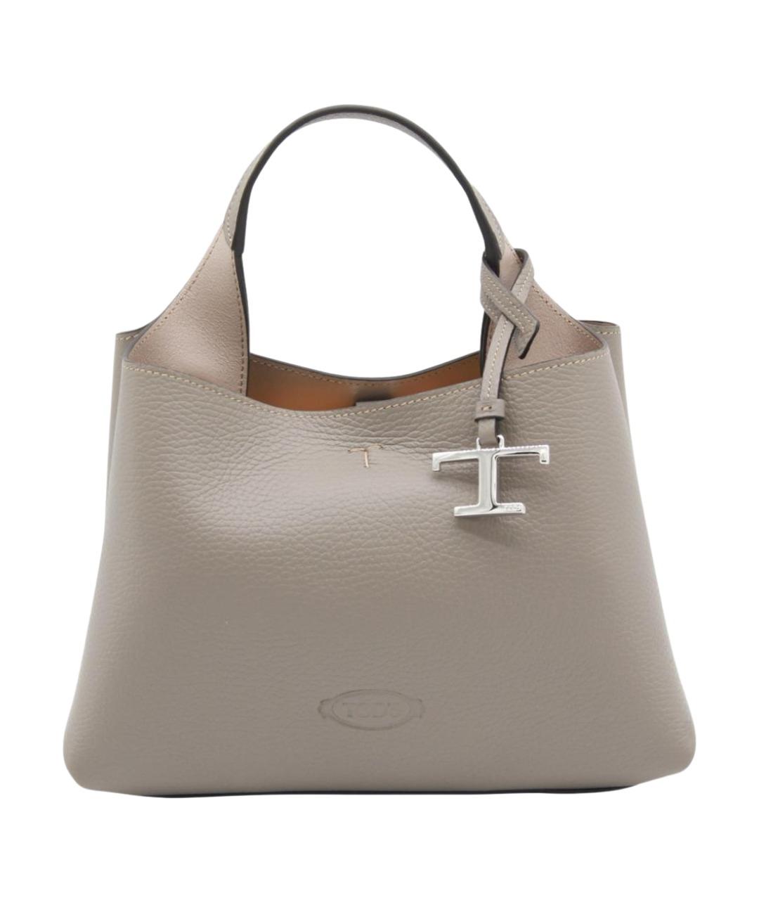 TOD'S Бежевая кожаная сумка тоут, фото 1