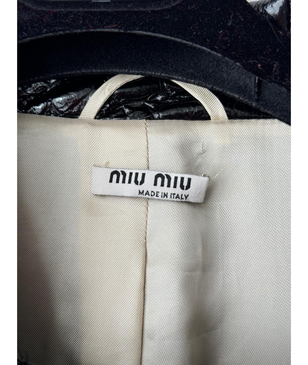 MIU MIU Черное кожаное пальто, фото 4