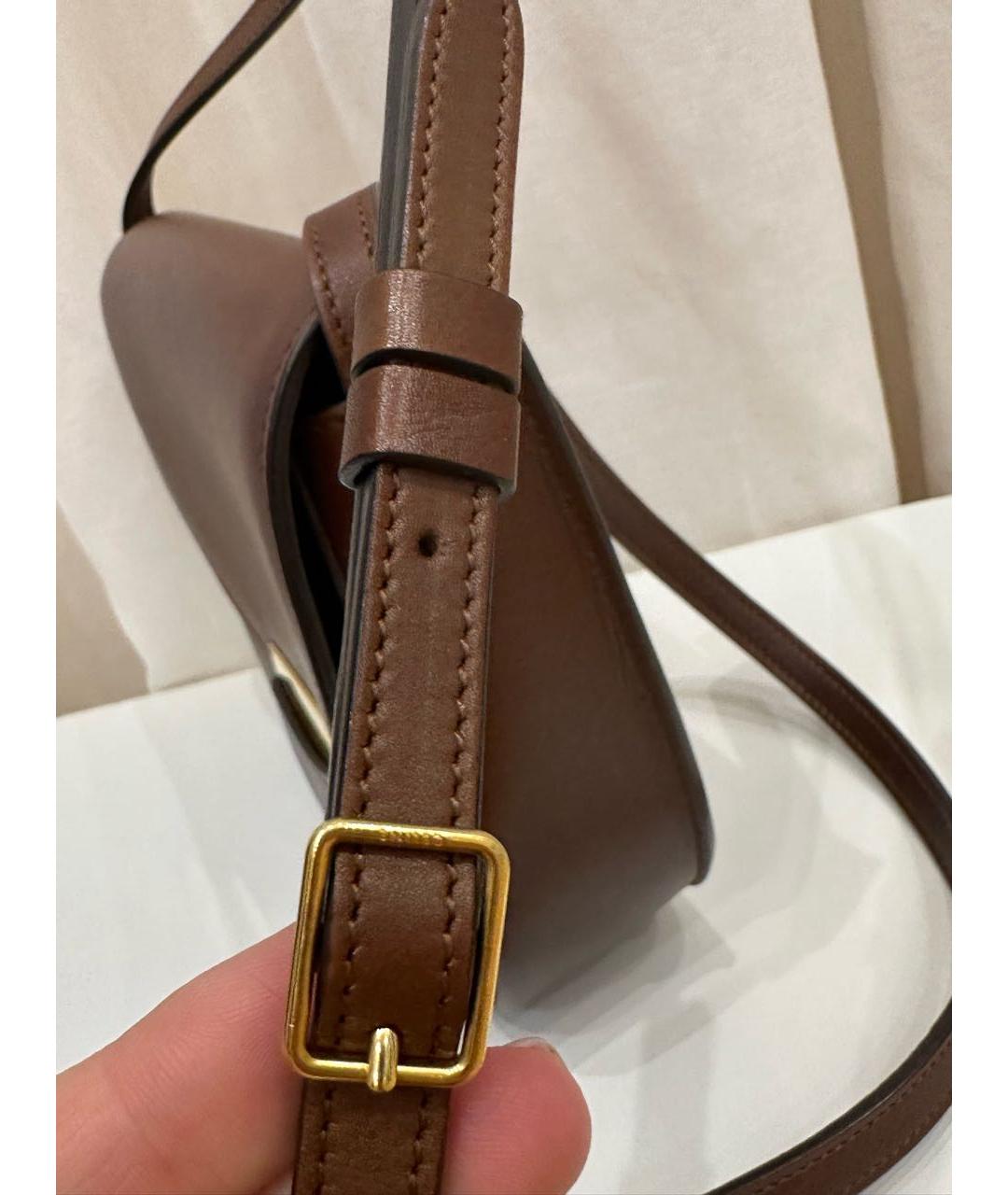 CELINE Коричневая кожаная сумка через плечо, фото 7