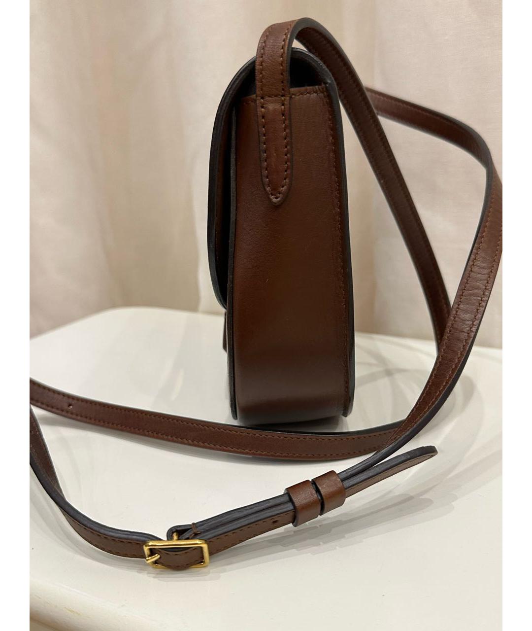 CELINE Коричневая кожаная сумка через плечо, фото 3
