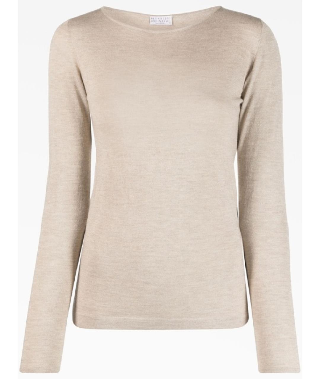 BRUNELLO CUCINELLI Бежевый кашемировый джемпер / свитер, фото 6