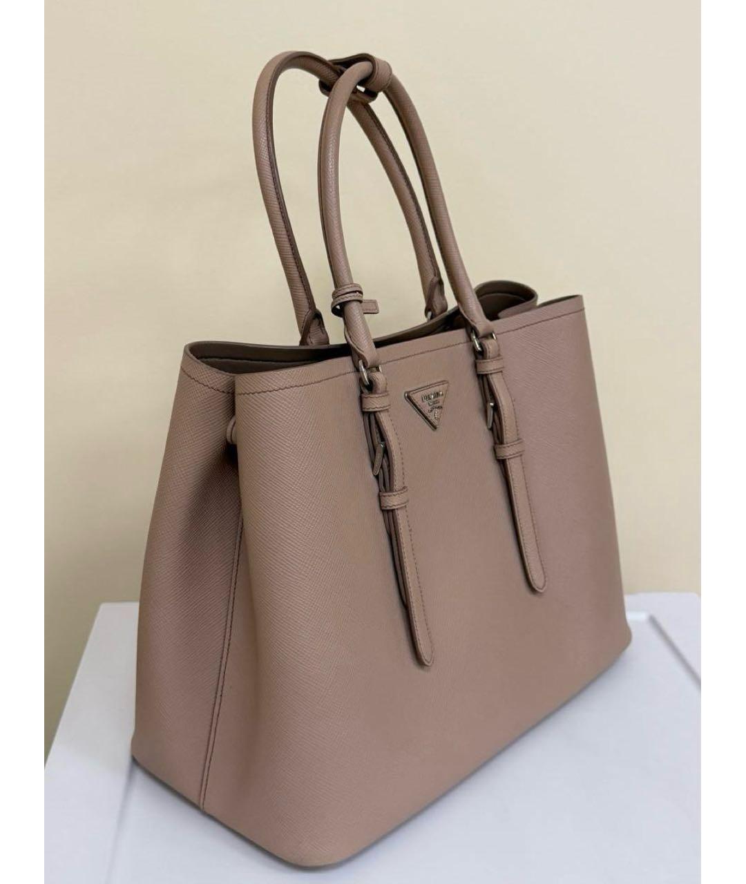 PRADA Бежевая кожаная сумка тоут, фото 2