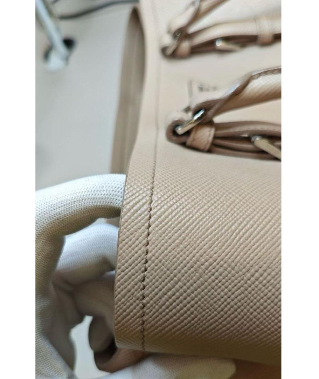 PRADA Бежевая кожаная сумка тоут, фото 8