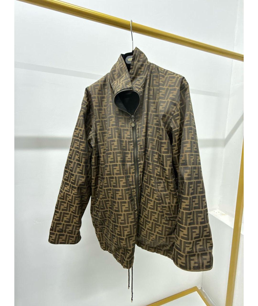 FENDI Коричневая полиэстеровая куртка, фото 9