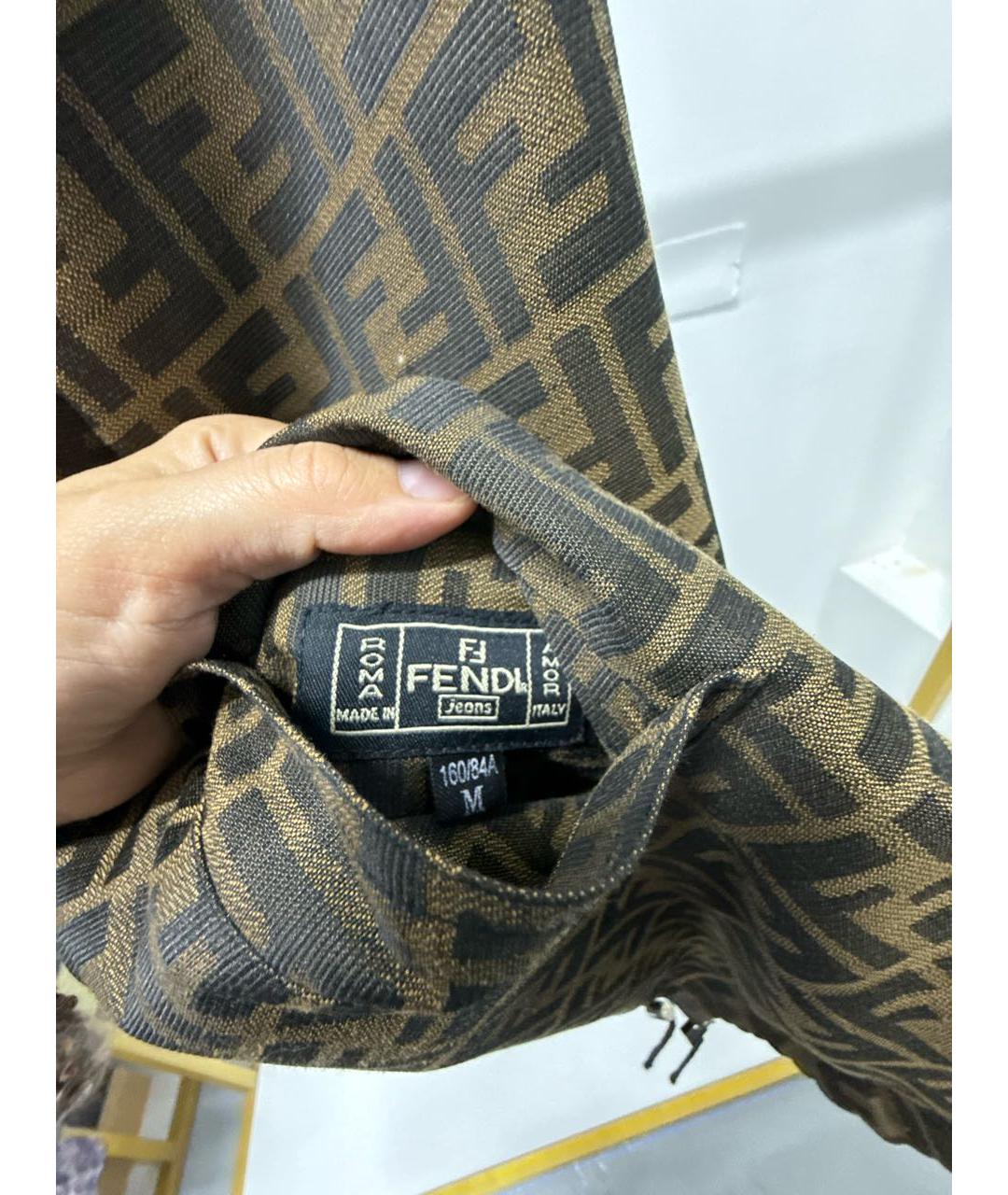 FENDI Коричневая полиэстеровая куртка, фото 4