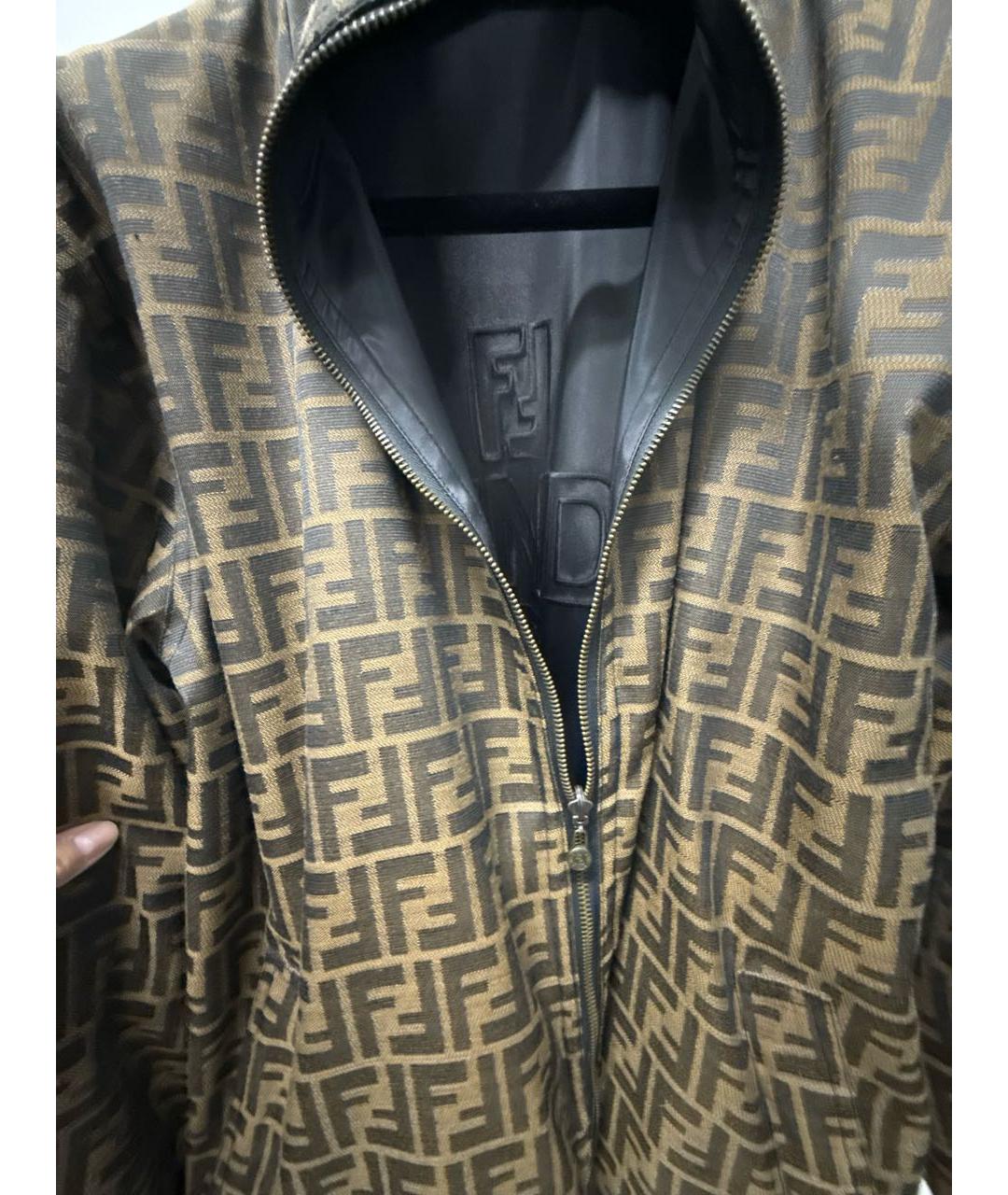 FENDI Коричневая полиэстеровая куртка, фото 3