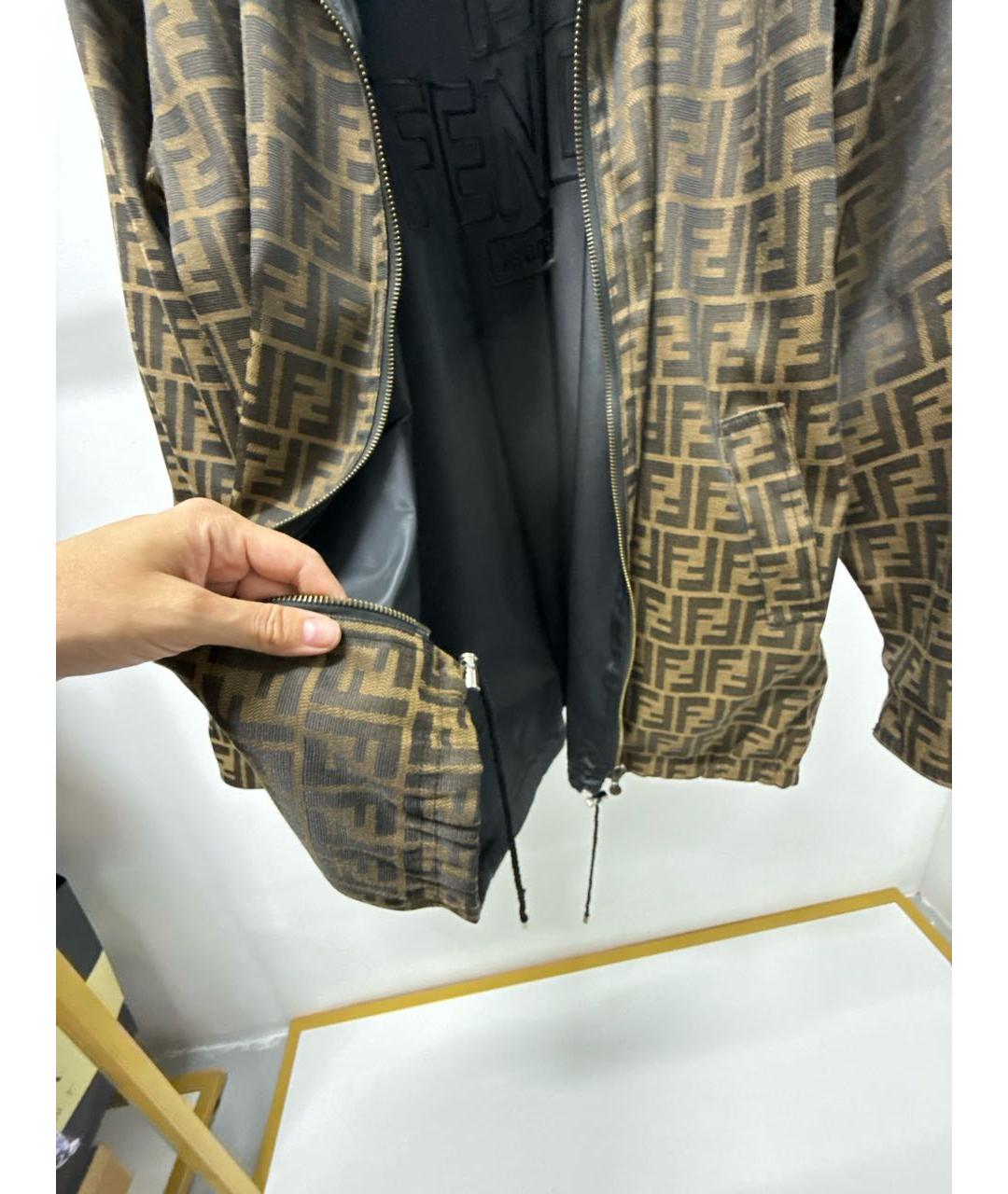 FENDI Коричневая полиэстеровая куртка, фото 5