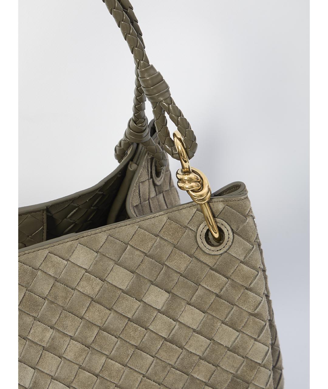 BOTTEGA VENETA Зеленая замшевая сумка тоут, фото 4