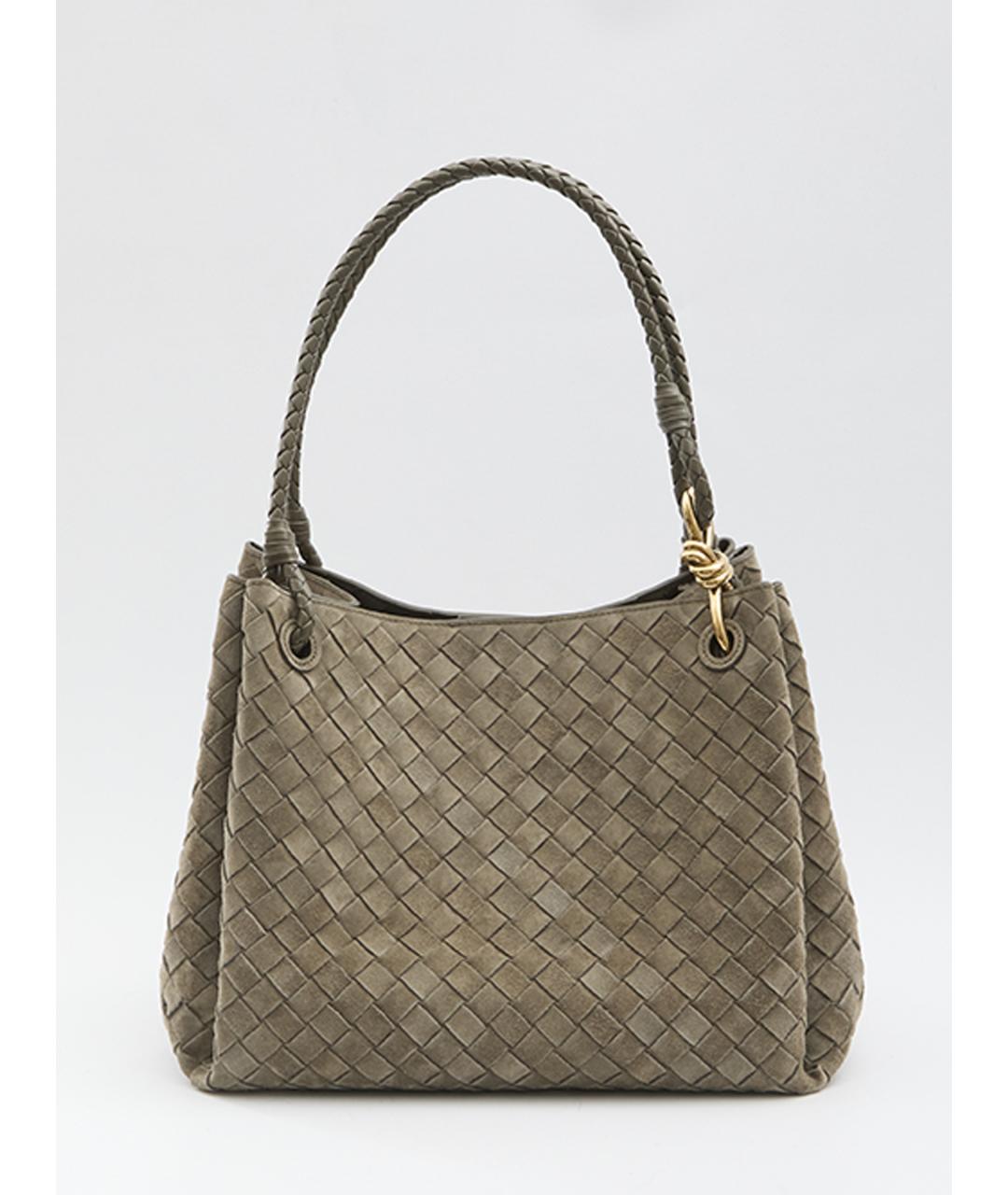 BOTTEGA VENETA Зеленая замшевая сумка тоут, фото 5