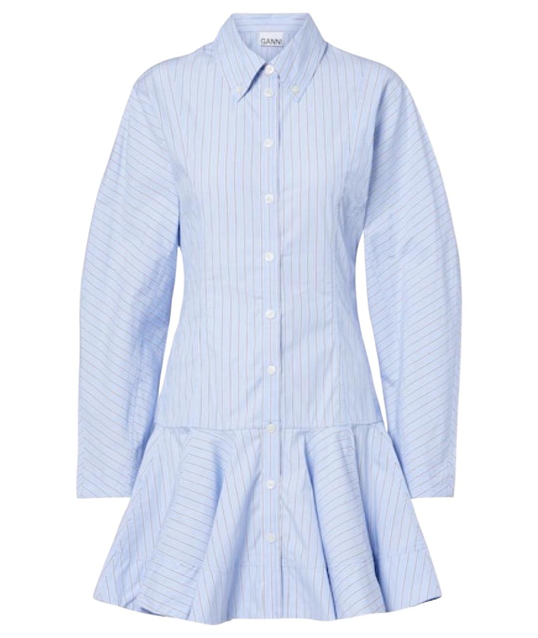 GANNI Синее хлопковое повседневное платье, фото 1