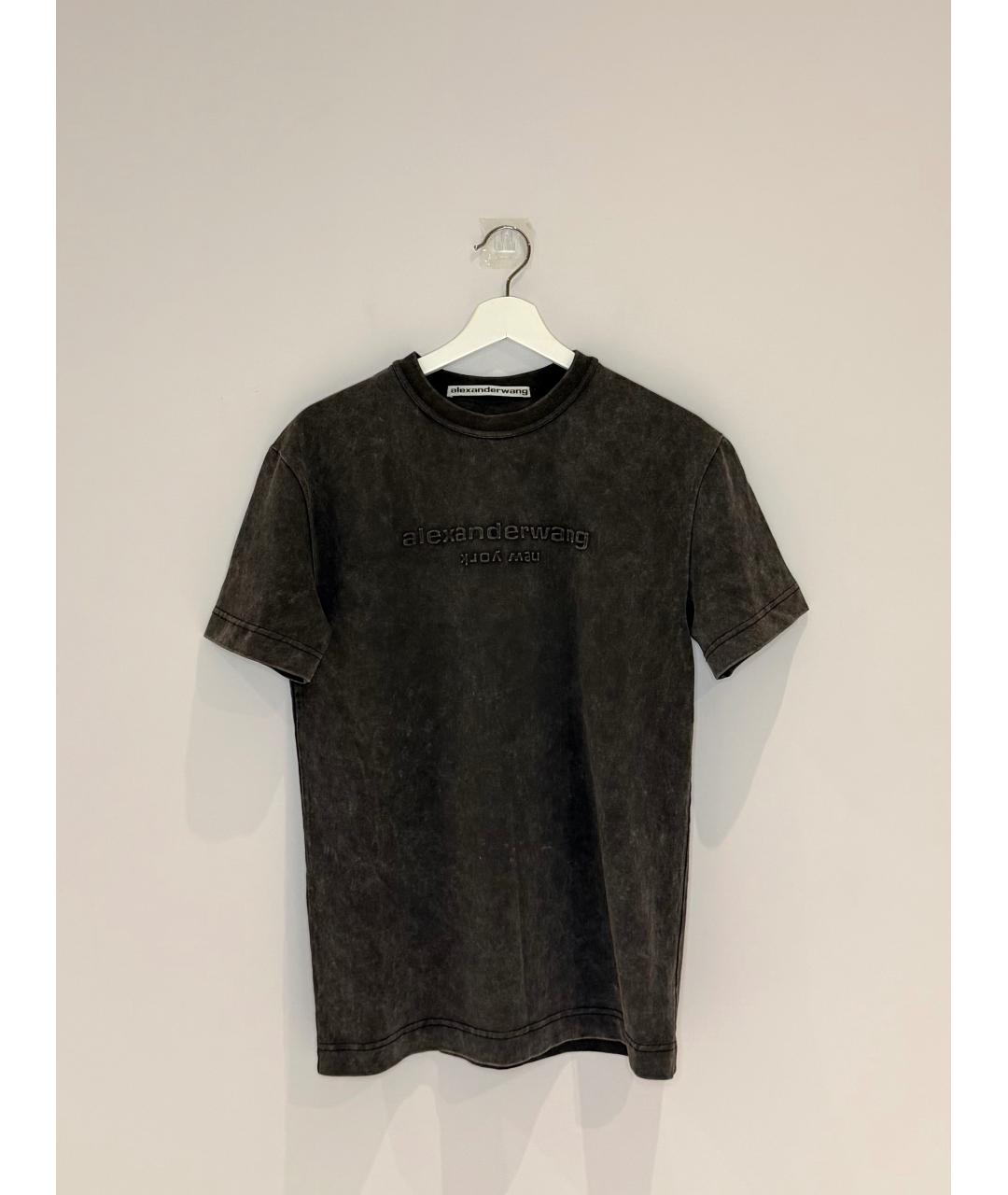 ALEXANDER WANG Серая хлопковая футболка, фото 5