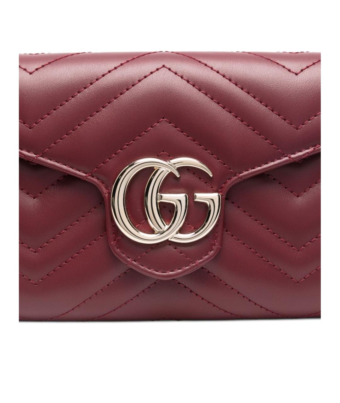 GUCCI Бордовая кожаная сумка через плечо, фото 5