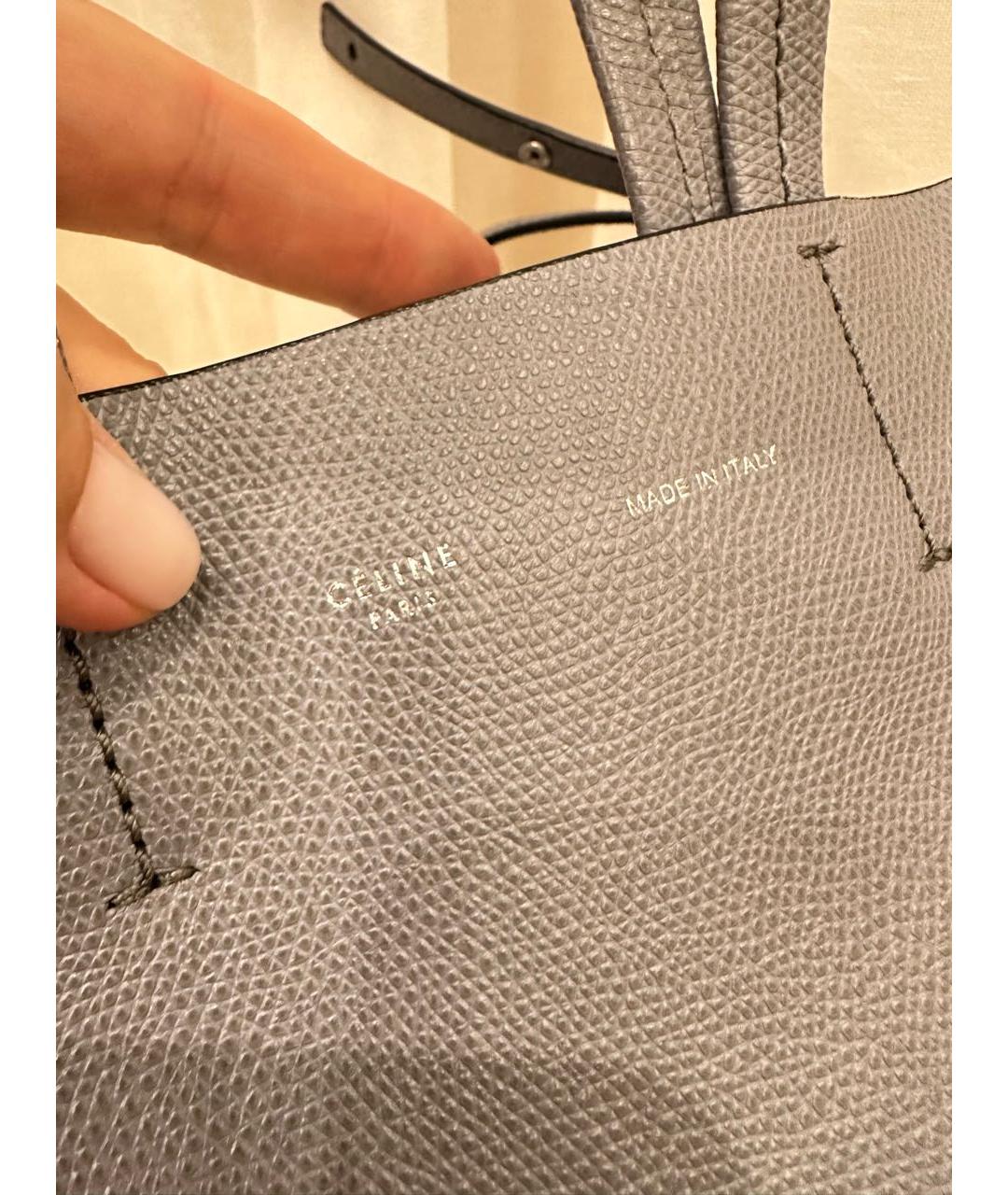 CELINE Серая кожаная сумка тоут, фото 4
