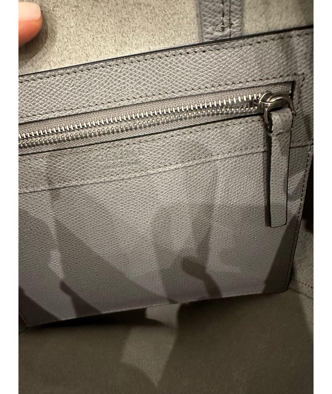 CELINE Серая кожаная сумка тоут, фото 5