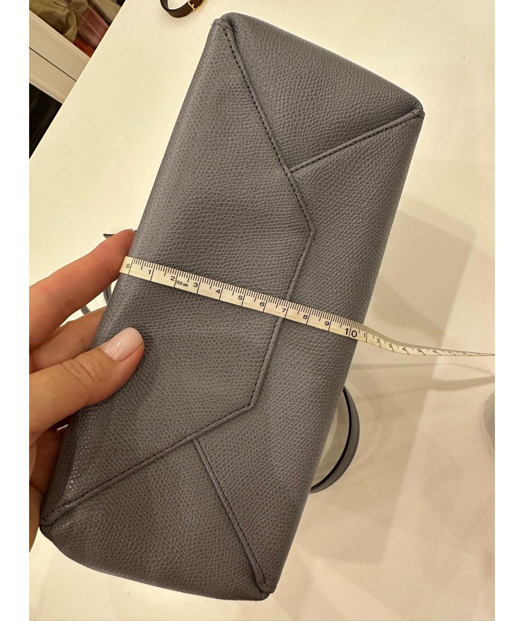 CELINE Серая кожаная сумка тоут, фото 7