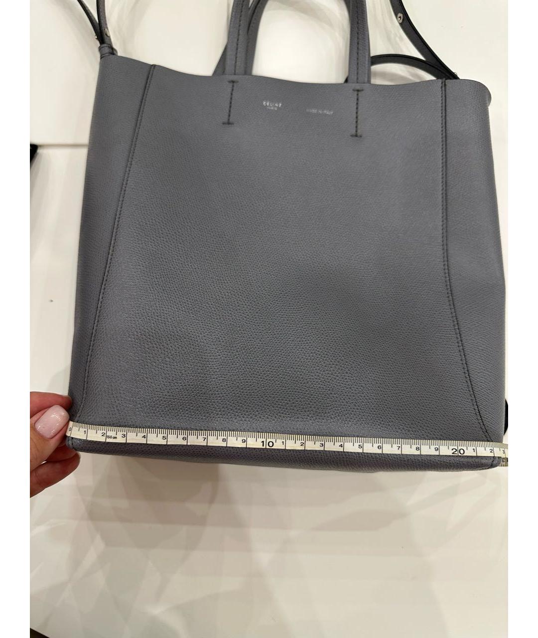 CELINE Серая кожаная сумка тоут, фото 8