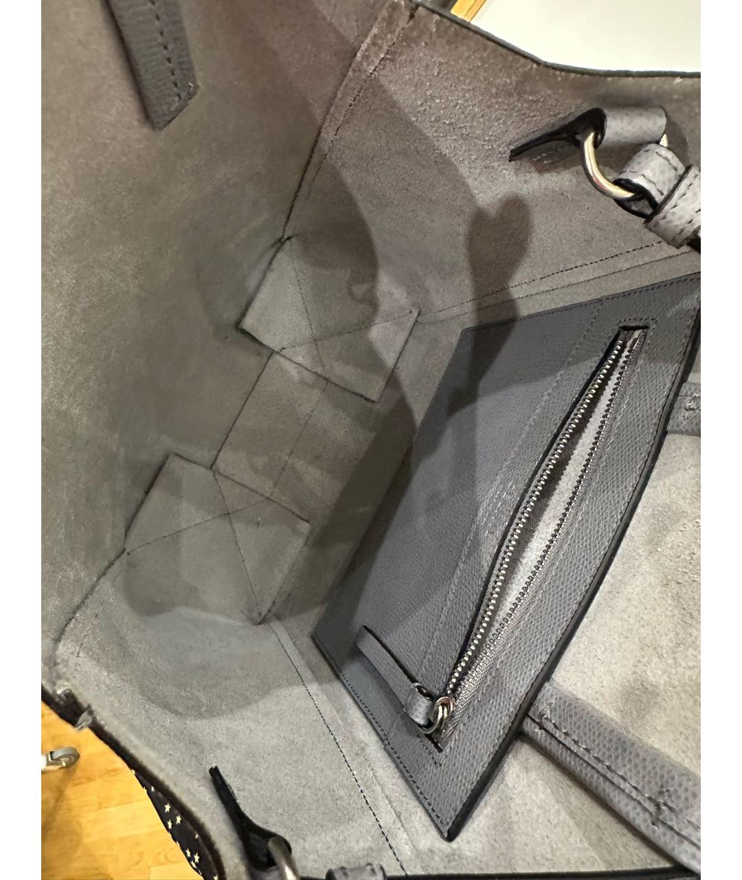 CELINE Серая кожаная сумка тоут, фото 6