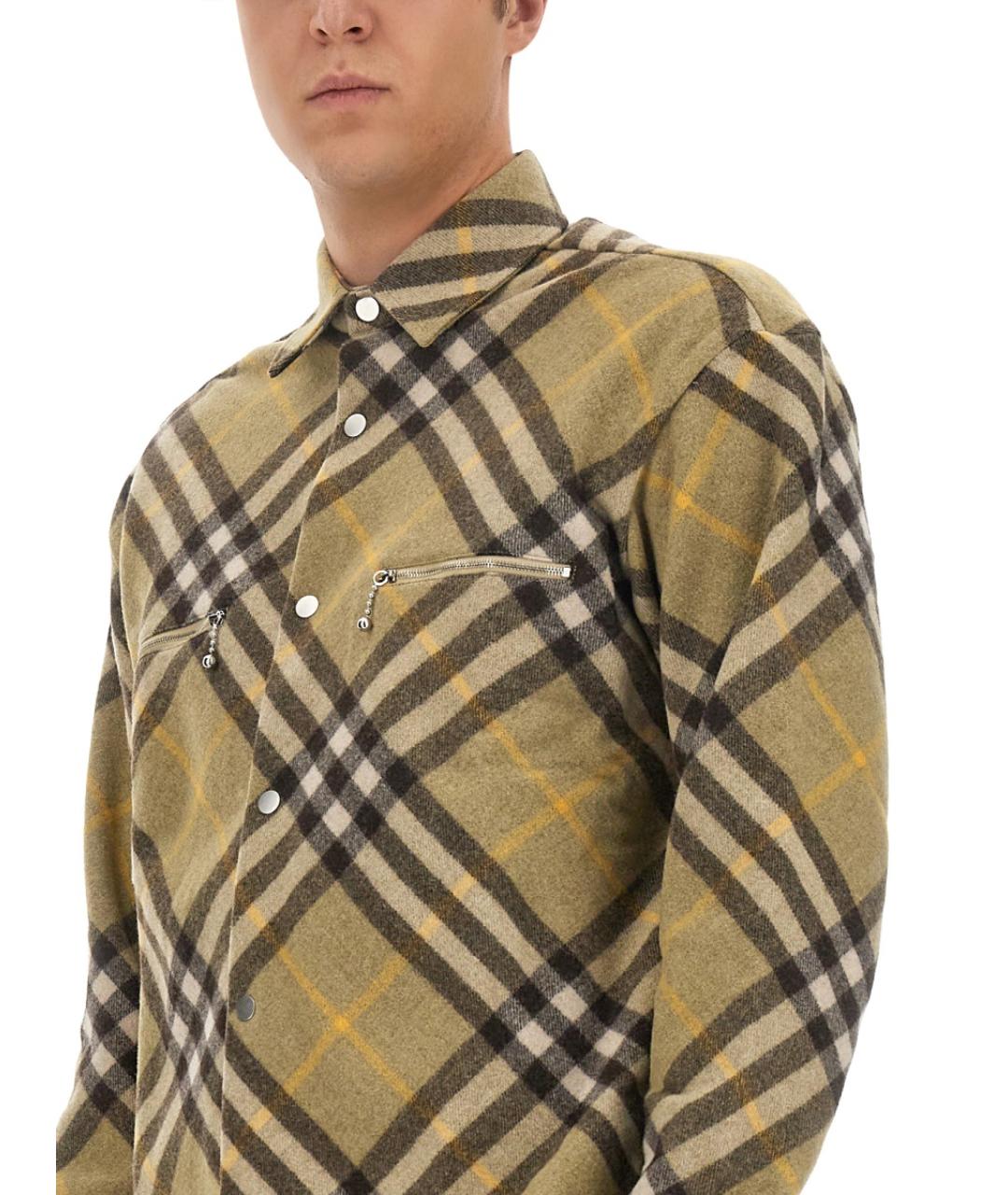 BURBERRY Бежевая шерстяная кэжуал рубашка, фото 5
