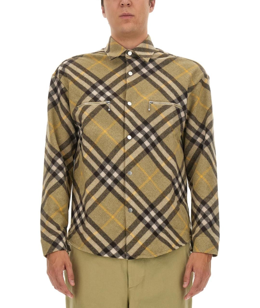 BURBERRY Бежевая шерстяная кэжуал рубашка, фото 2