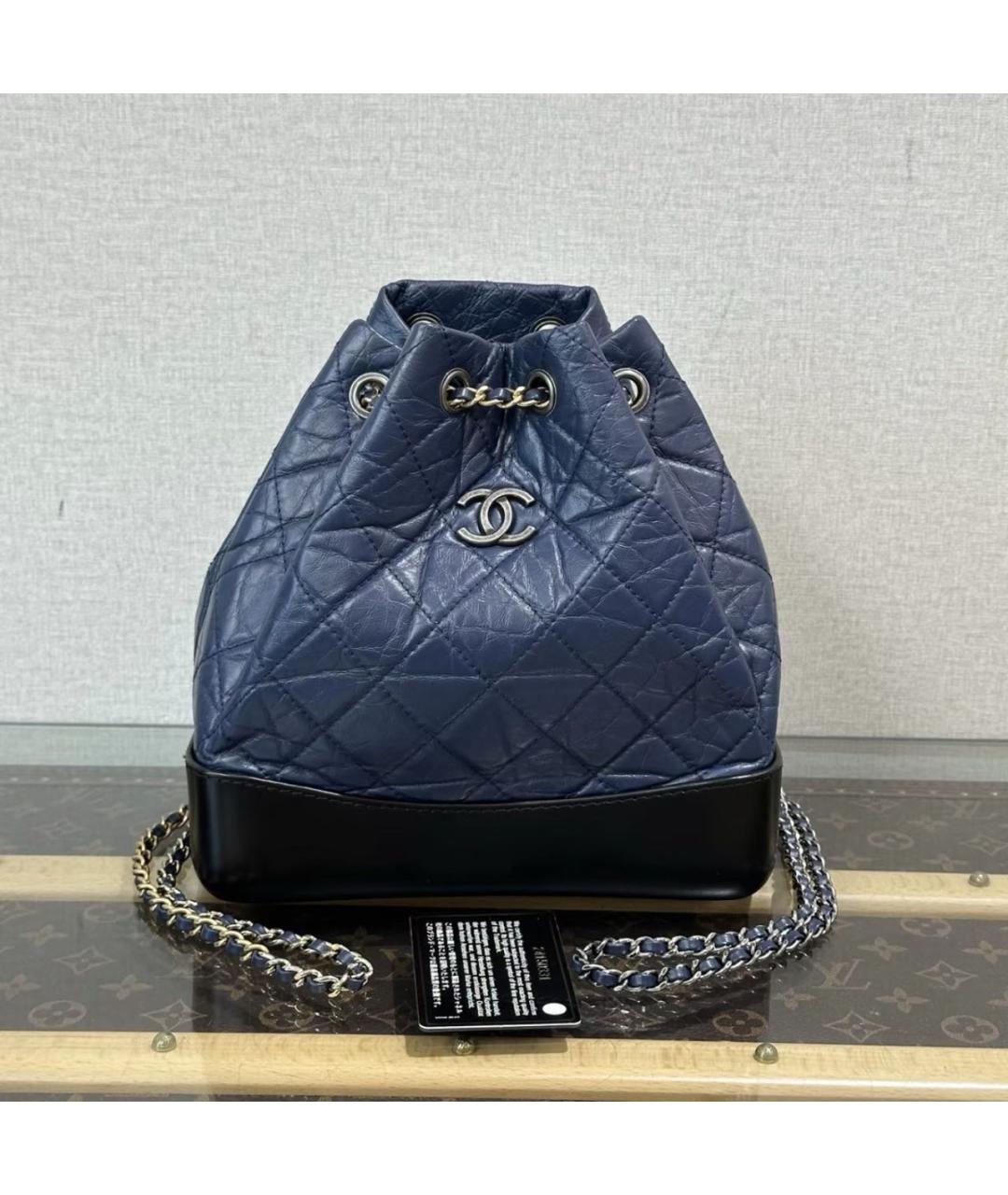 CHANEL Синий кожаный рюкзак, фото 7