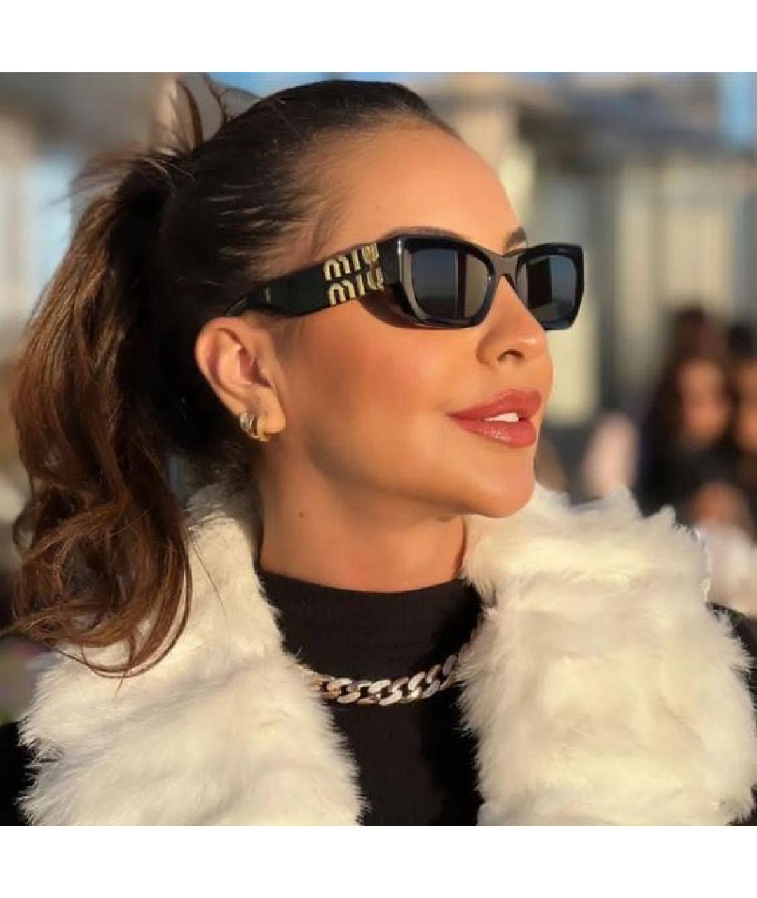 MIU MIU Черные пластиковые солнцезащитные очки, фото 3