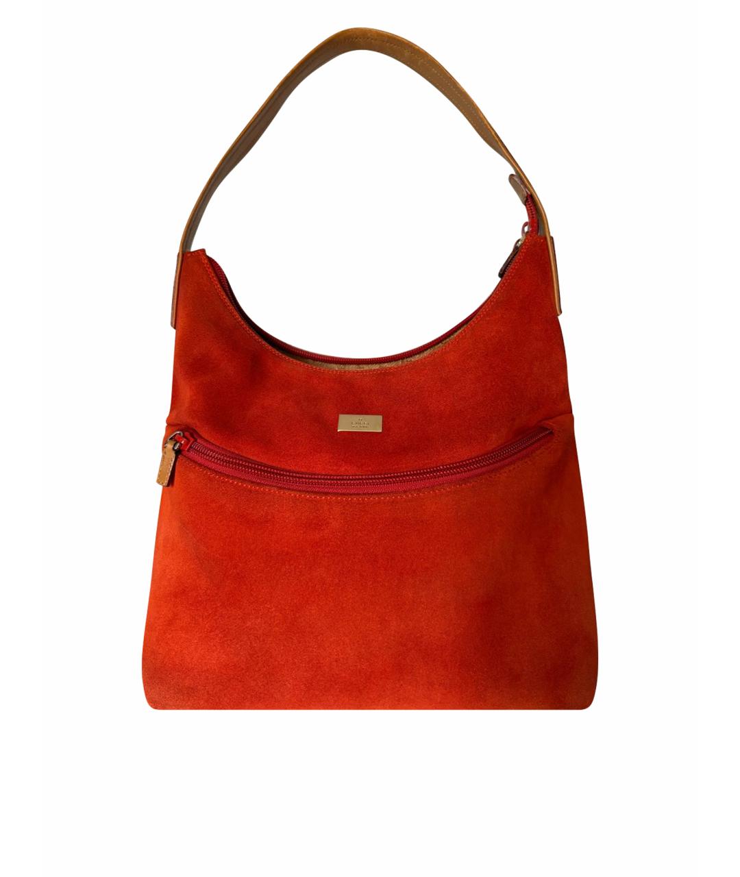 GUCCI Оранжевая замшевая сумка с короткими ручками, фото 1